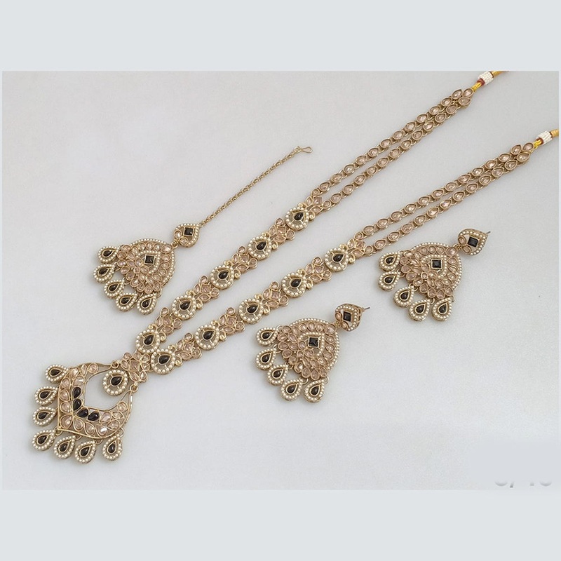 Rajwadi Collection Gold  Plated Crystal Stone And Pearl Necklace Set
