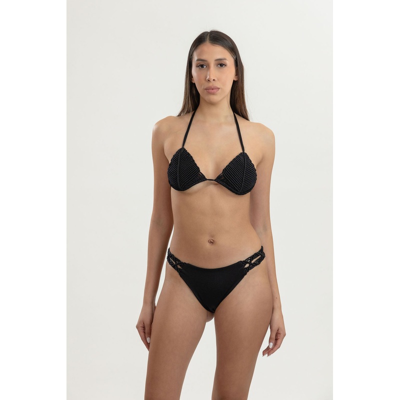 Black Macrame Bikini Top