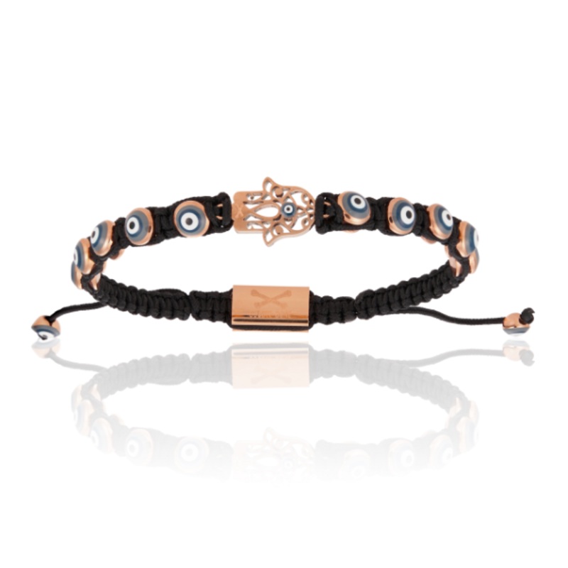 Black Nylon Pink Gold Hamsa Hand S/M