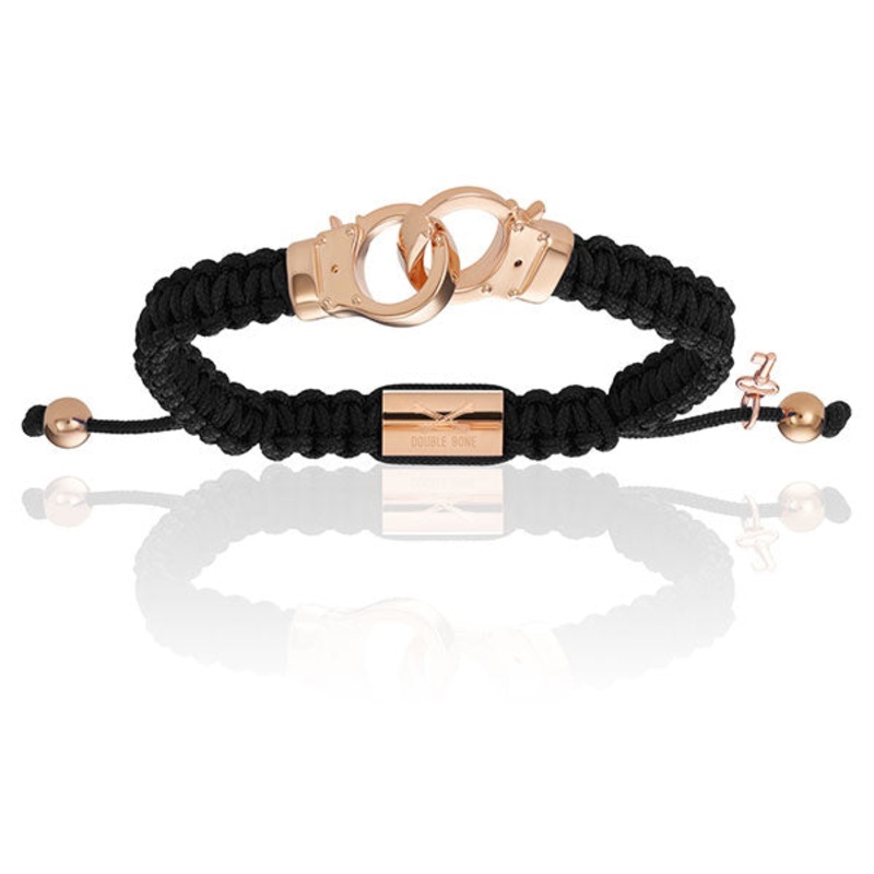 Black Nylon Pink Gold Handcuff S/M