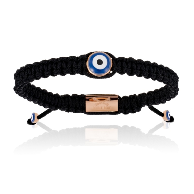 Black Nylon Pink Gold Lucky Evil Eye S/M