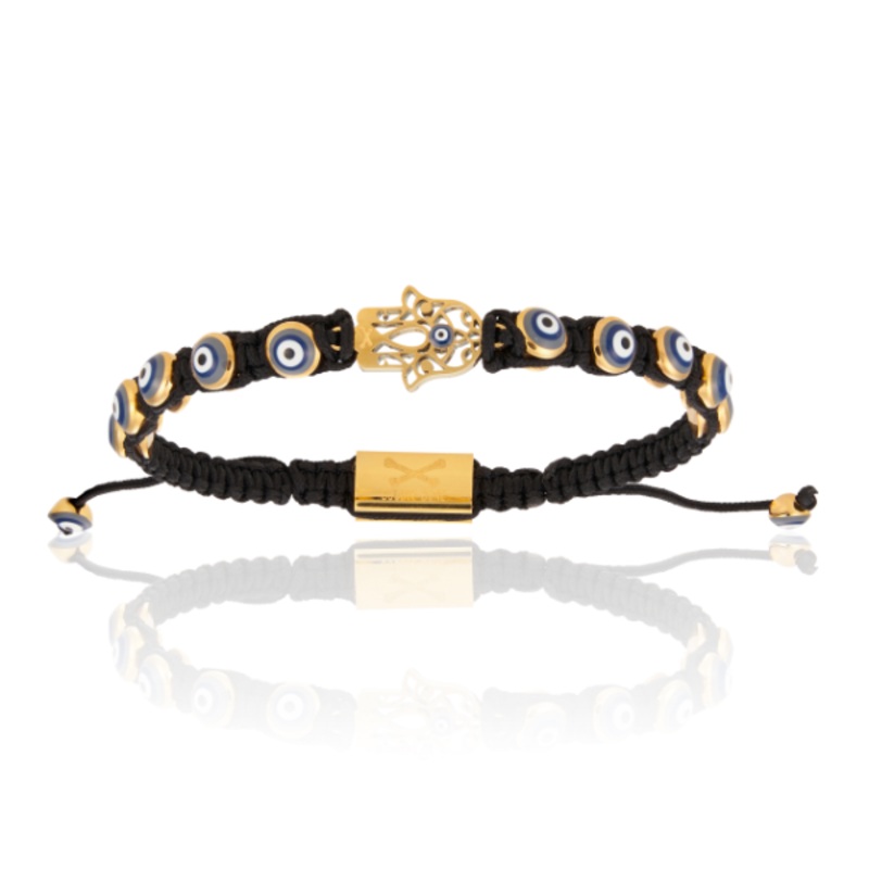 Black Nylon Yellow Gold Hamsa Hand S/M