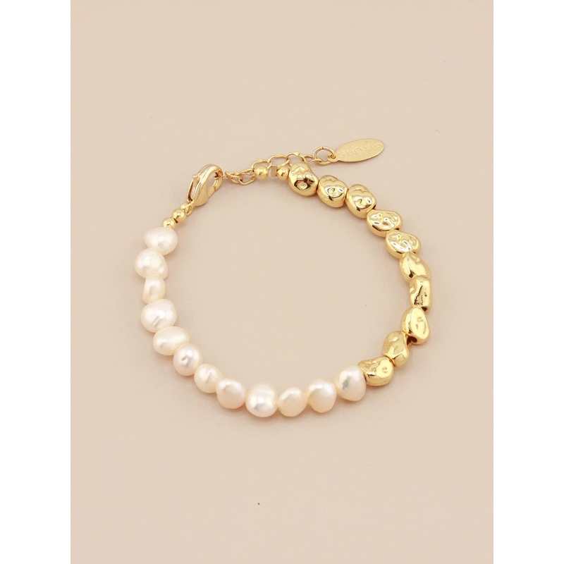 Baroque Half Gold & Pearl Bracelet