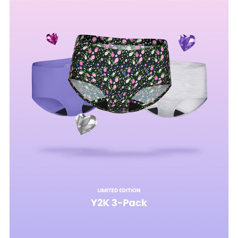 (Kit Item) Every Flow | Y2K SLP Heather Grey/Festival Blue/Perfect Pear 3-Pack | Boyshort