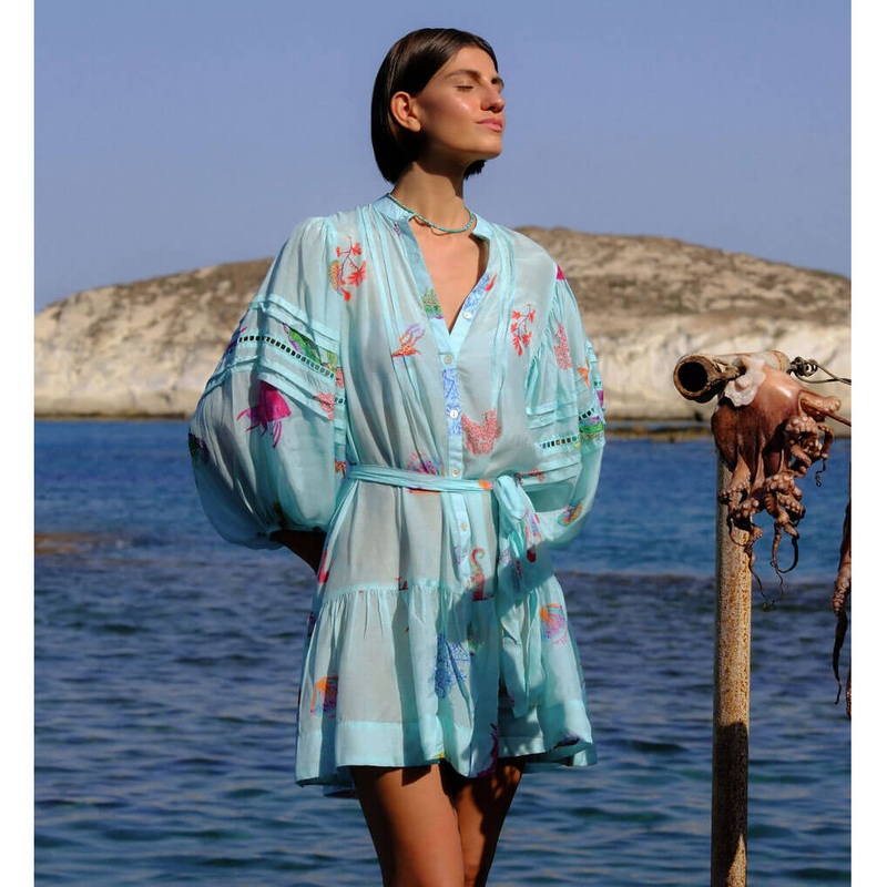 Pranella Echo Dress Cover Up - Baia Print / White
