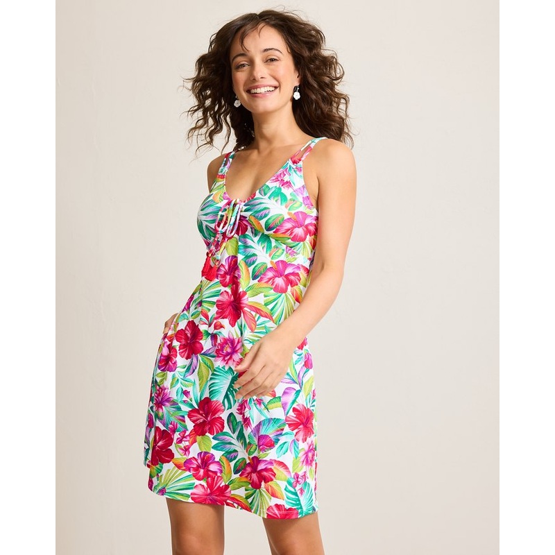 Tommy Bahama Womens Island Cays Fiesta V Neck Spa Dress Coverup - White