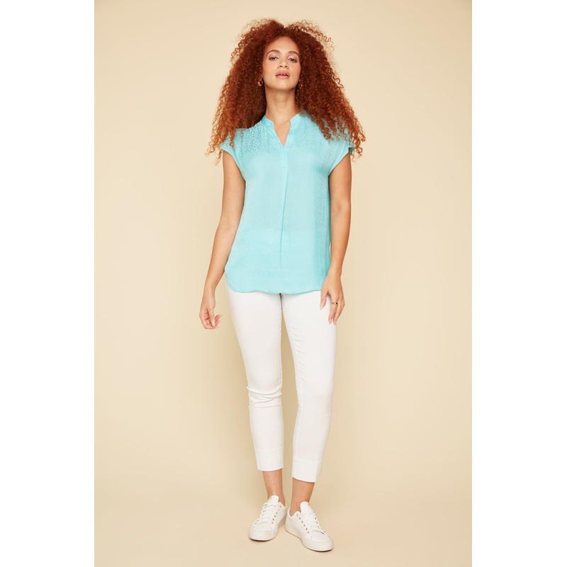 Renuar Airflow Cap Sleeve Blouse - Aquamarine