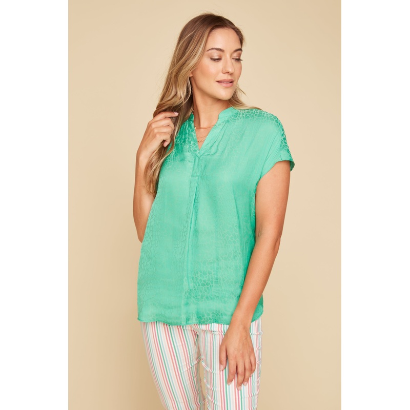 Renuar Airflow Cap Sleeve Blouse - Jade