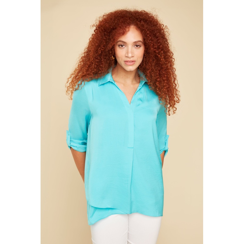 Renuar Airflow Long Sleeve Blouse - Aquamarine