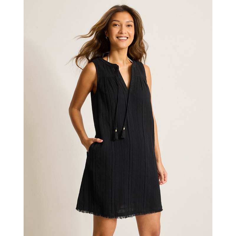 Tommy Bahama Mykonos Textured Shift Dress Cover Up - Black