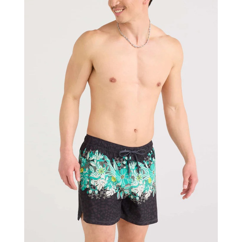Saxx 5-Inch Oh Buoy 2N1 Volley Swim Trunks - Diamondhead - Black