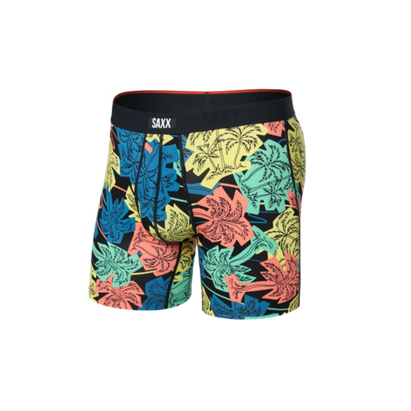 Saxx Vibe Xtra Boxer Brief Fly - Palm Fun - Black