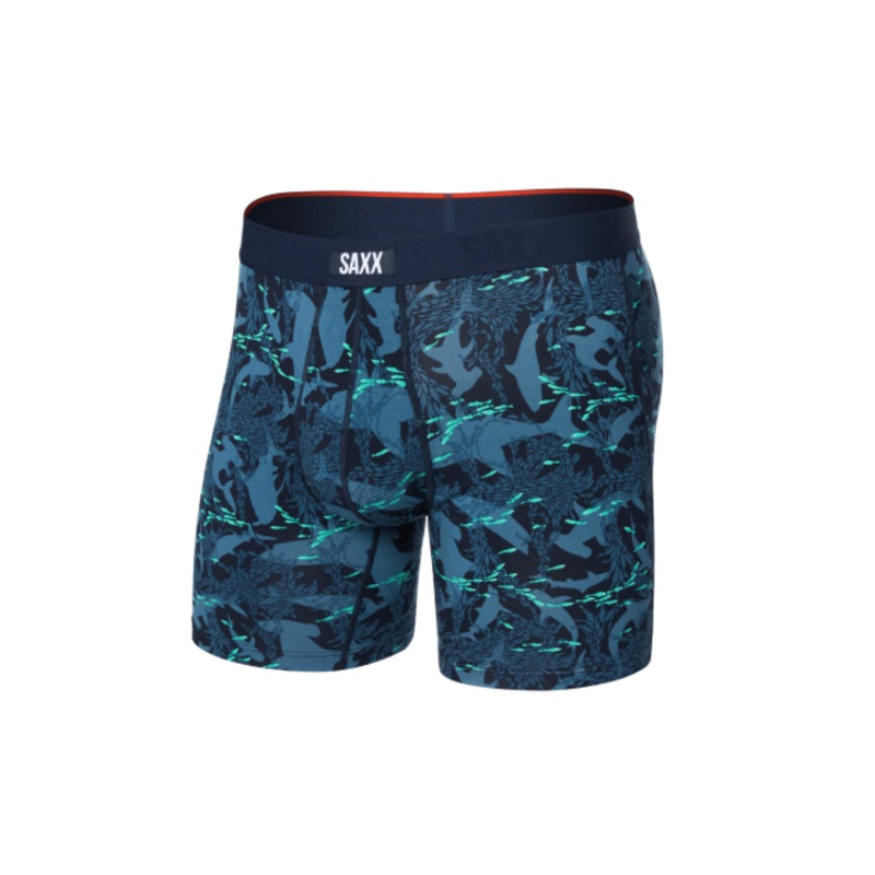 Saxx Vibe Xtra Boxer Brief Fly - Sharks And Minnows - Dark Ink
