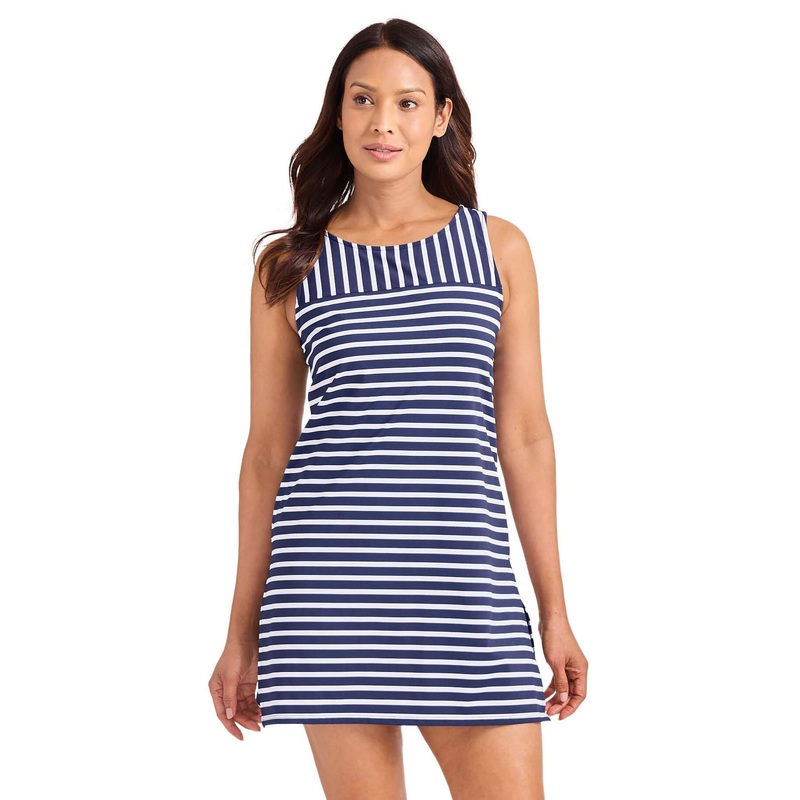 Tommy Bahama Coastline Stripe High Neck Romper Cover Up - Mare Navy