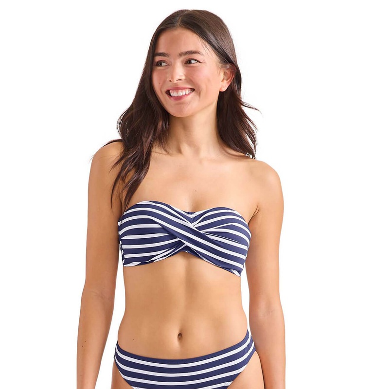Tommy Bahama Coastline Stripe Twist Bandeau Top - Mare Navy*
