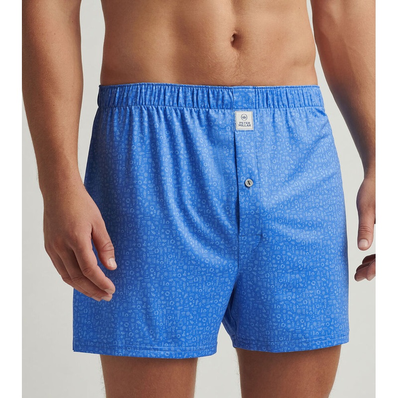 Peter Millar Men's Toga Party Performance Boxers - Blue Sea