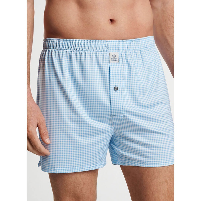 Peter Millar Nebraska Printed Gingham Boxers - Cottage Blue*