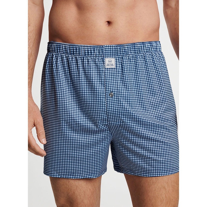 Peter Millar Nebraska Printed Gingham Boxers - Navy*
