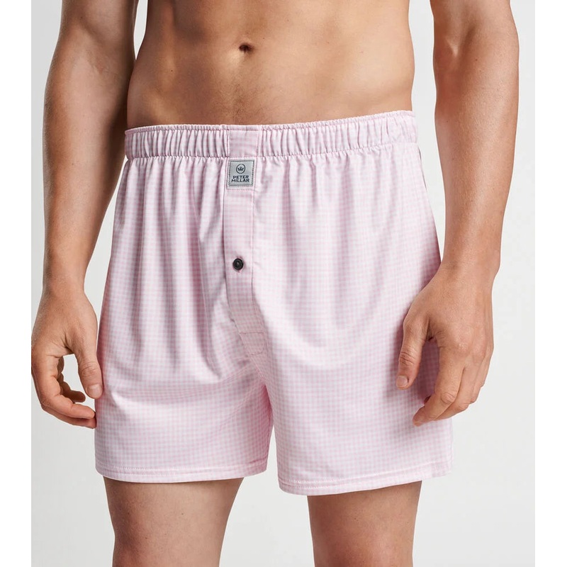 Peter Millar Nebraska Printed Gingham Boxers - Palmer Pink*