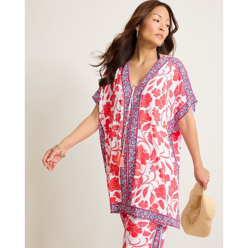 Tommy Bahama Fiori Border Tunic Cover Up - White
