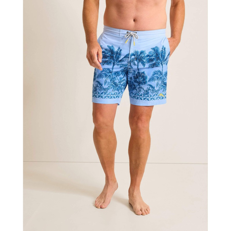 Tommy Bahama Men's 8-Inch Artist Series Baja Hibiscus Hues Swim Trunks - Vacation Blue