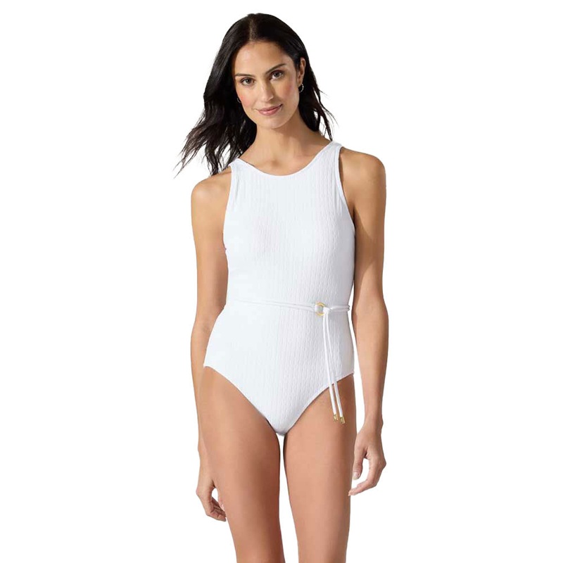 Tommy Bahama Cable Beach High Neck One Piece Swimsuit - White