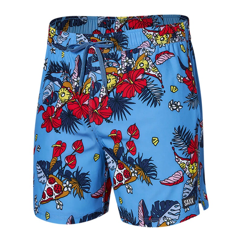 SAXX 5-Inch Oh Buoy 2N1 Volley Hawaiian Pizza Swim Trunks - Sky