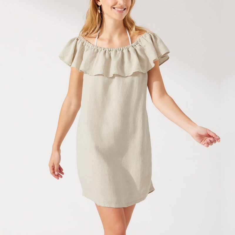 Tommy Bahama St. Lucia Off The Shoulder Ruffle Dress Coverup - Twill