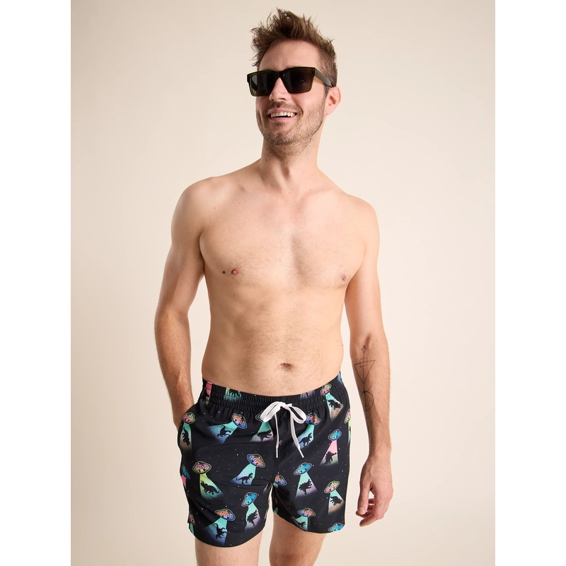 Chubbies 5.5-Inch The Beam Me Ups Swim Trunks - Black - Pattern Base (Plaids)