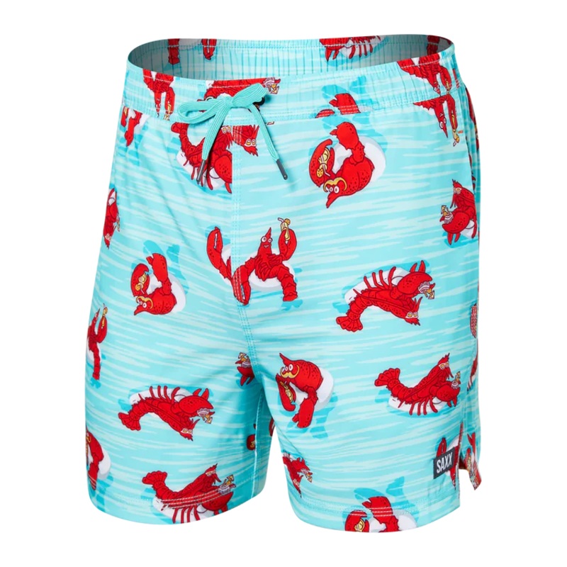 SAXX 5-Inch Oh Buoy 2N1 Volley Lobster Lounger Swim Trunks - Aqua
