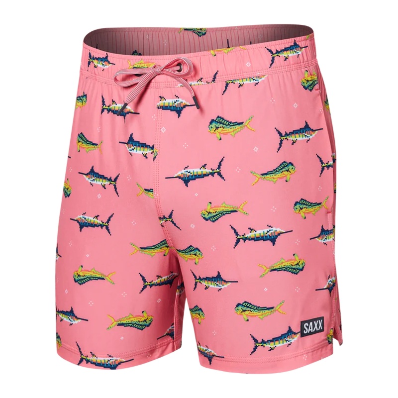 SAXX 5-Inch Oh Buoy 2N1 Volley Trophy Catch Swim Trunks - Flamingo