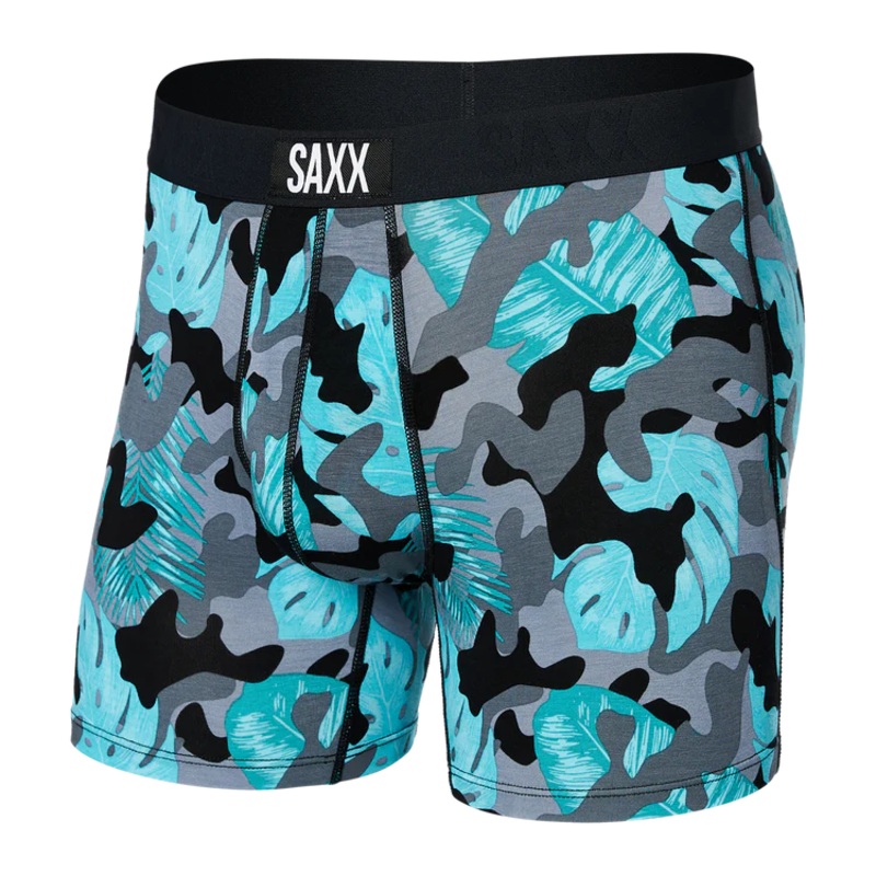 SAXX Vibe Super Soft Island Camo Boxer Briefs - Black