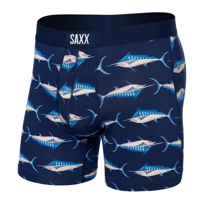 SAXX Vibe Super Soft Marlin Matrix Boxer Briefs - Midnight