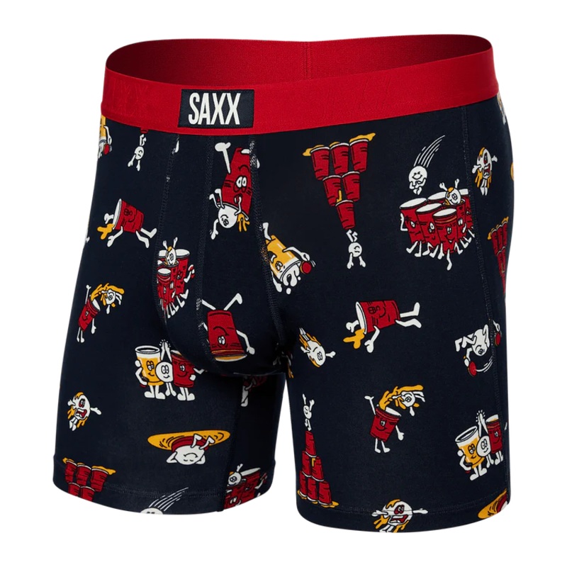 SAXX Vibe Super Soft Party Foul Boxer Briefs - Dark Ink