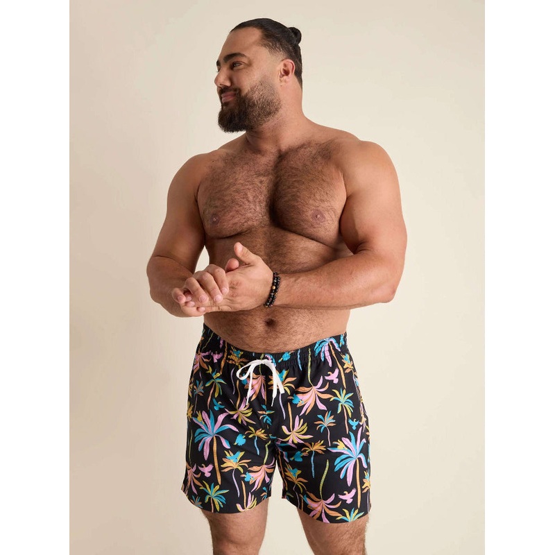 Chubbies 5.5-Inch The Black Light Nights Swim Trunks - Black - Pattern Base (Plaids)