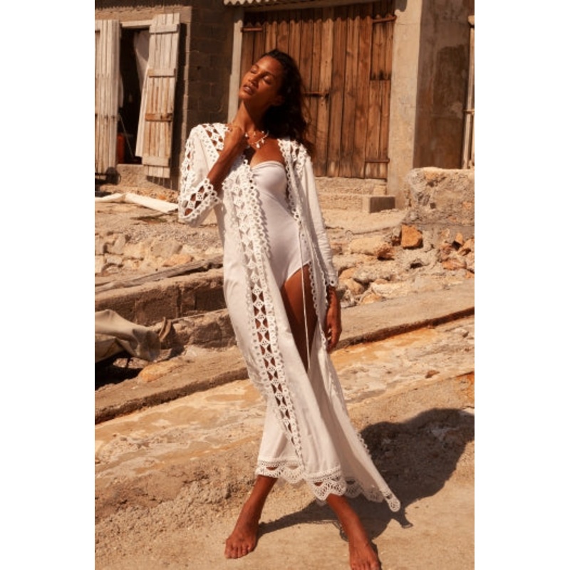 Pranella Saya Kimono Tunic Dress Cover Up - White