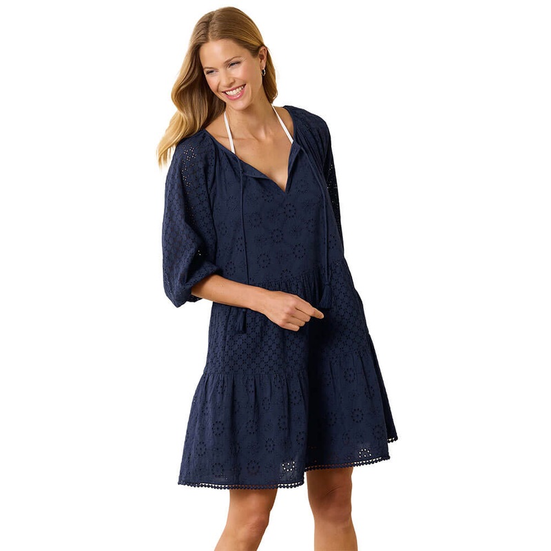 Tommy Bahama Harbour Eyelet Raglan Dress Cover Up - Mare Navy