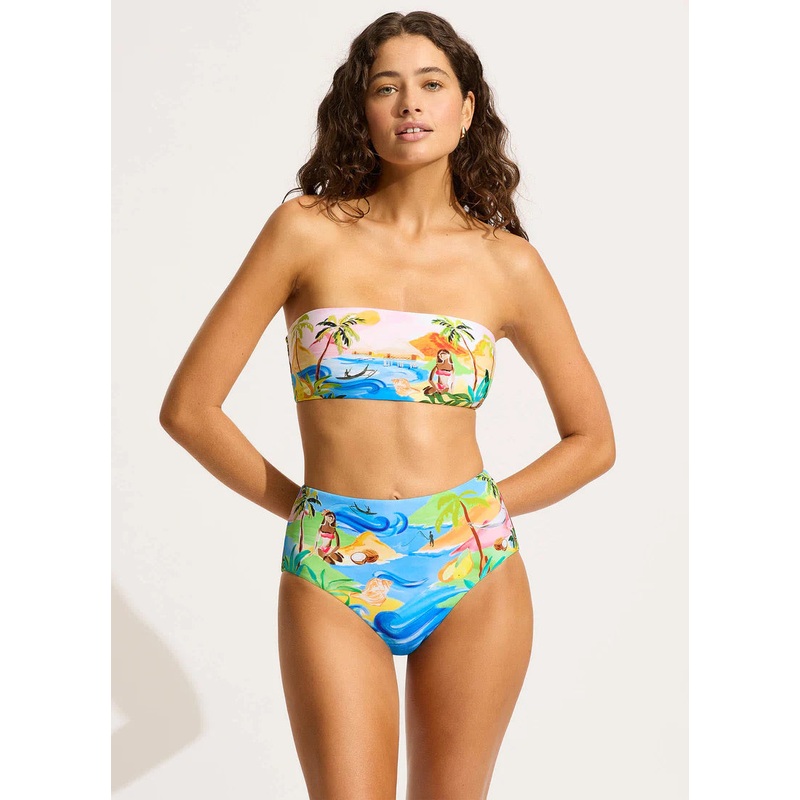Seafolly South Pacific High Waist Hipster Bikini Bottom - Turquoise