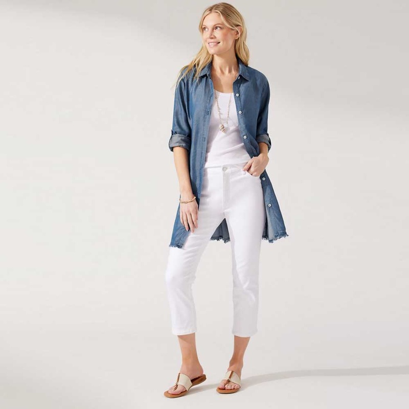 Tommy Bahama Chambray Boyfriend Shirt Cover Up - Chambray