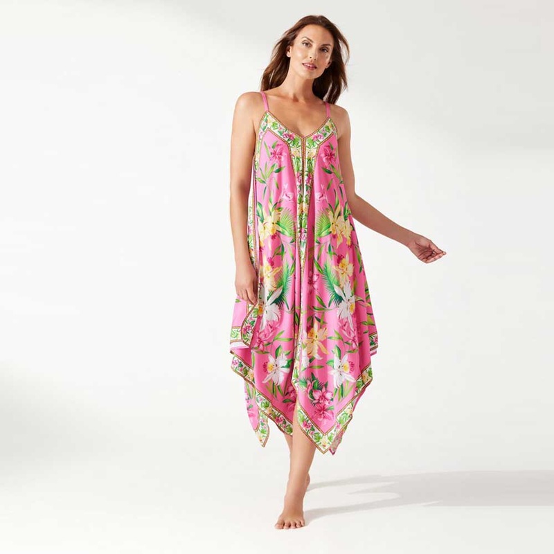 Tommy Bahama Orchid Garden Scarf Dress Cover Up - Preppy Pink