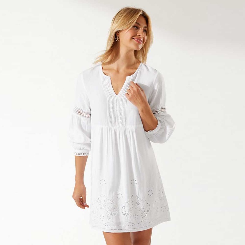 Tommy Bahama St. Lucia Split Neck Dress Cover Up - White