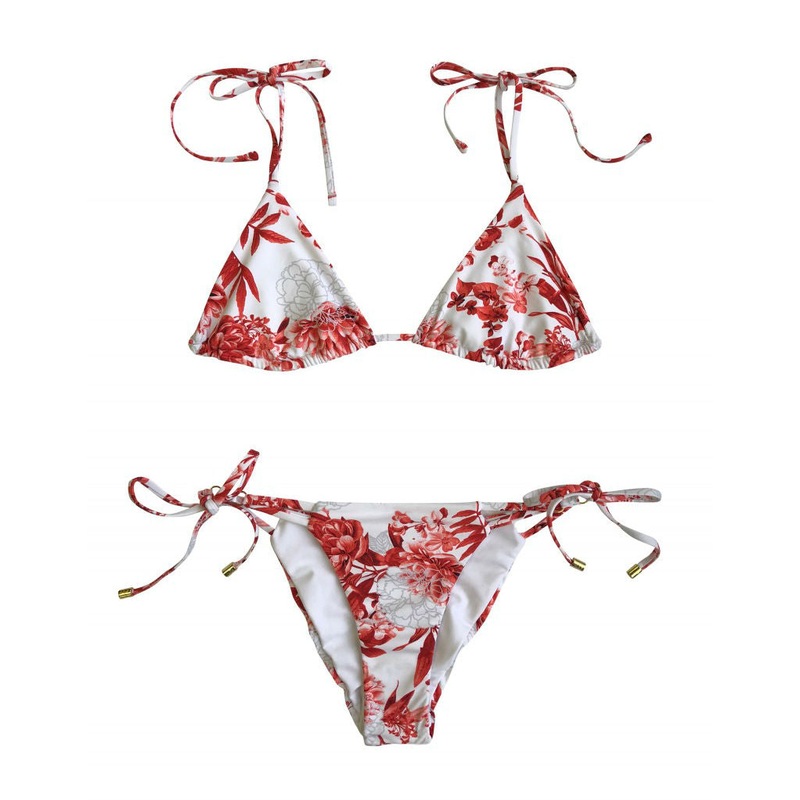 Samantha Tie Side Bikini Bottom in Red Floral