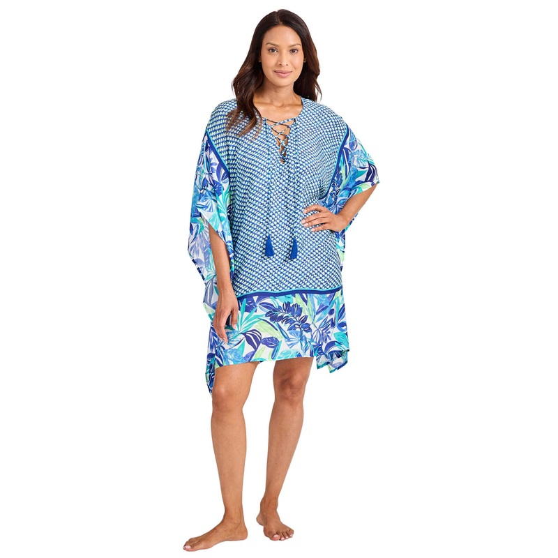 Tommy Bahama Mosaic Pool Short Tunic Cover Up - Beach Glass Blue