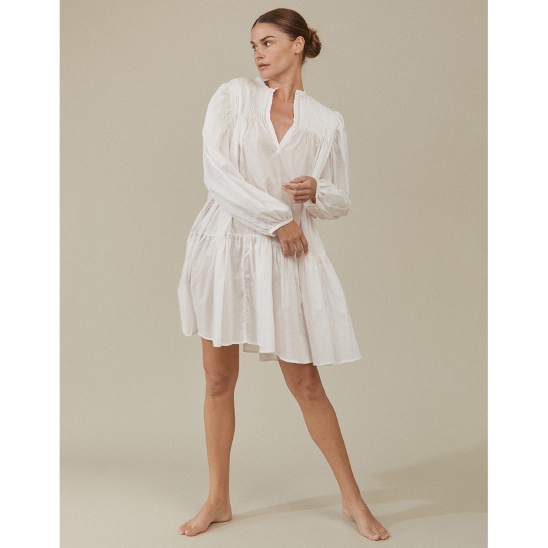 Frida Cotton Short Dress in Cream