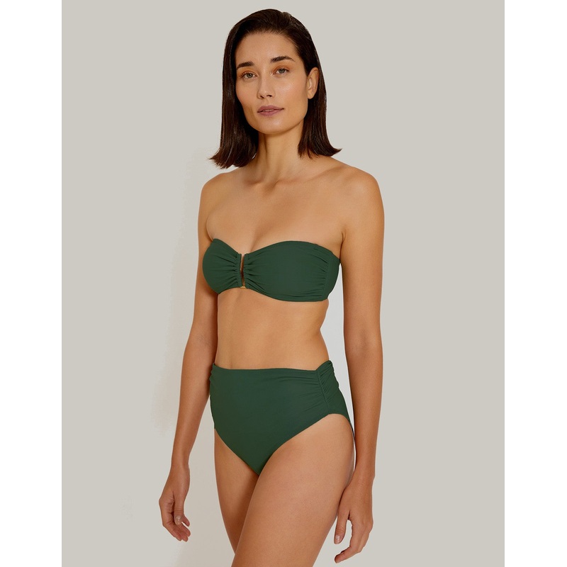 High Waist European Cut Bikini Bottom in Brunswick Green