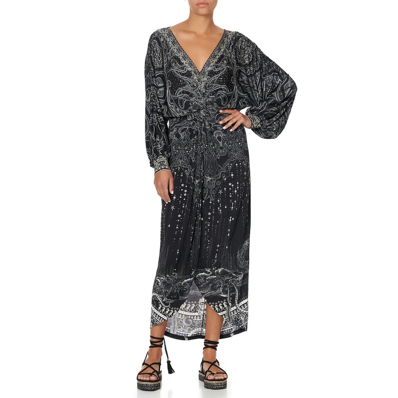 Midnight Pearl Twist Front Dress