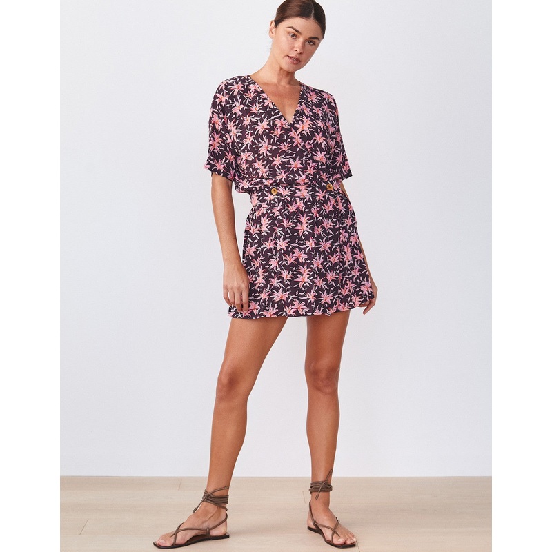 Rome Short Dress Cotton Cupro Madonna Floral Print