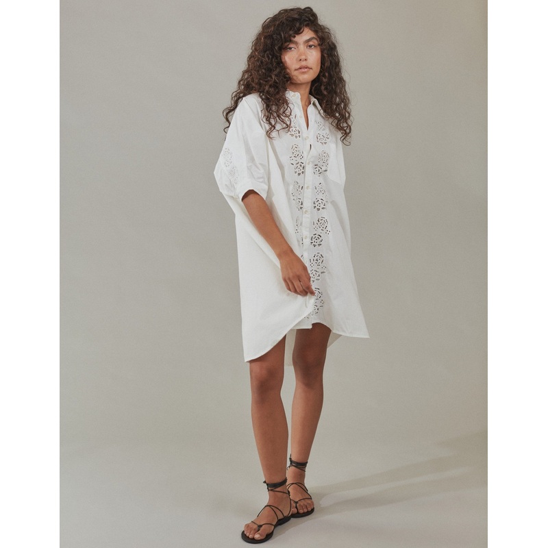 Dallas Cotton Shirt Dress White