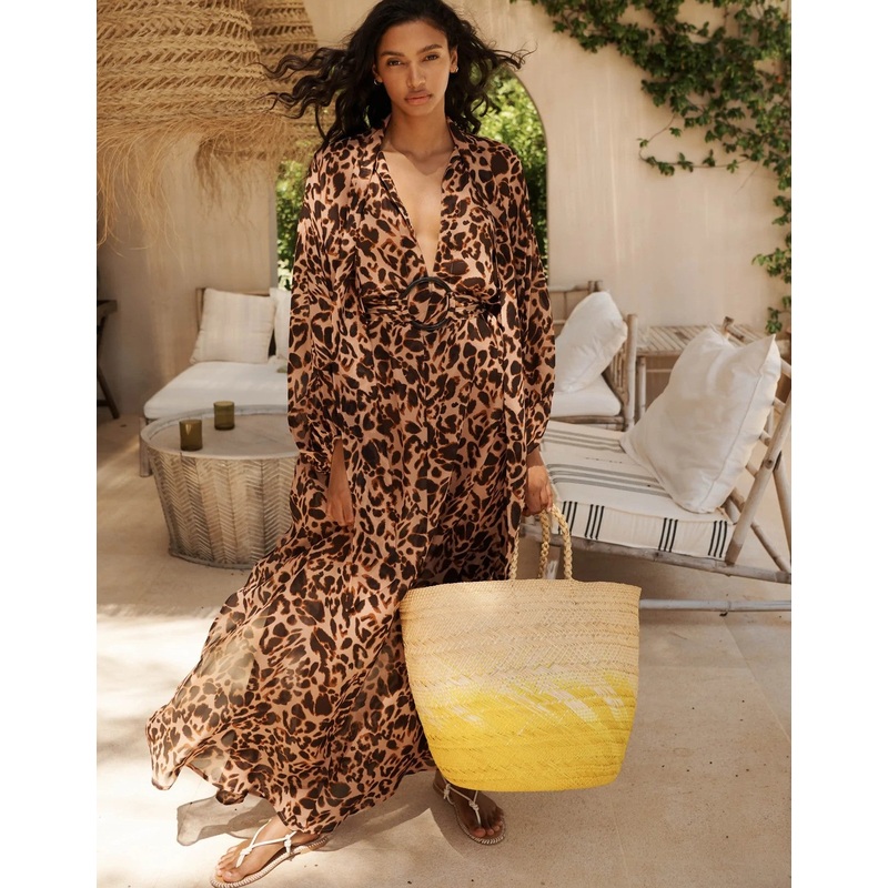 Lyra Kaftan Dress in Milo Leopard