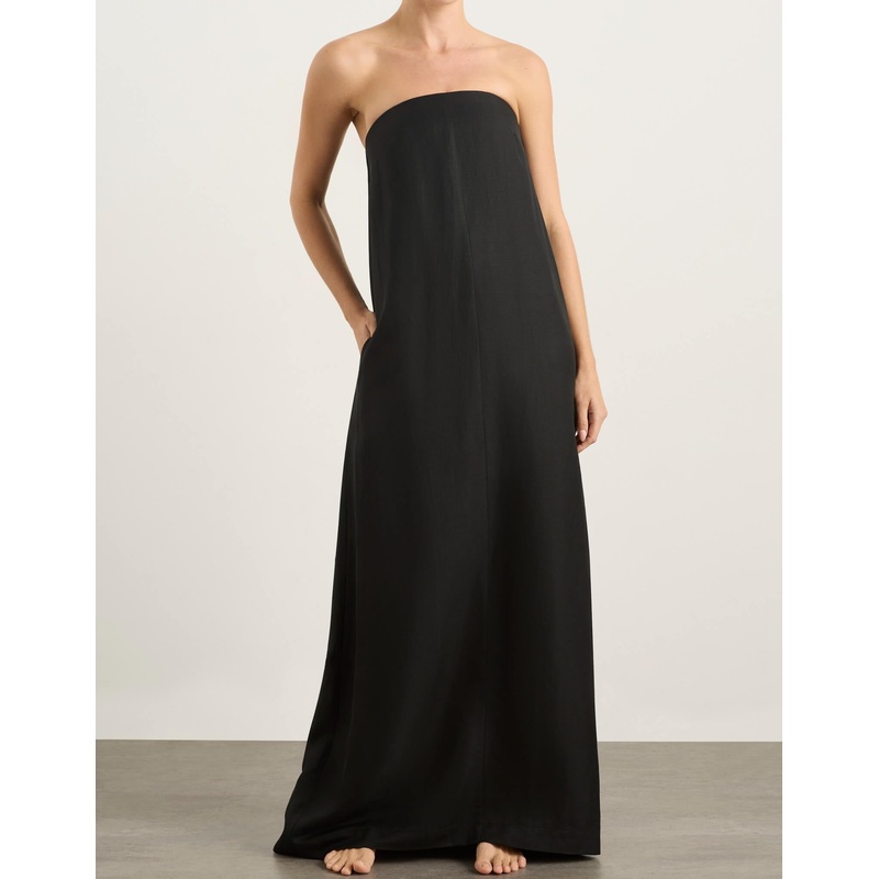 Bormio Strapless Maxi Dress, Black